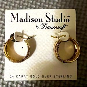 Women’s Gold Hoop Earrings. 24 karat gold over Sterling